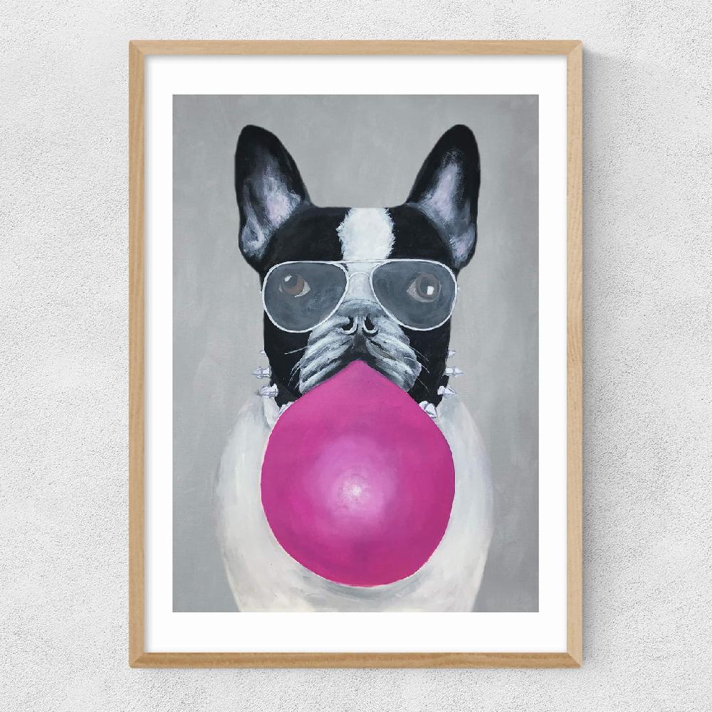 East End Prints French Bulldog With Bubblegum