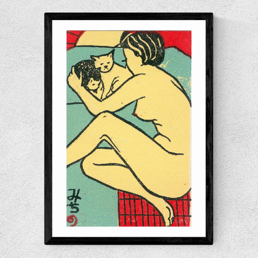 East End Prints Geisha With Cats Matchbox