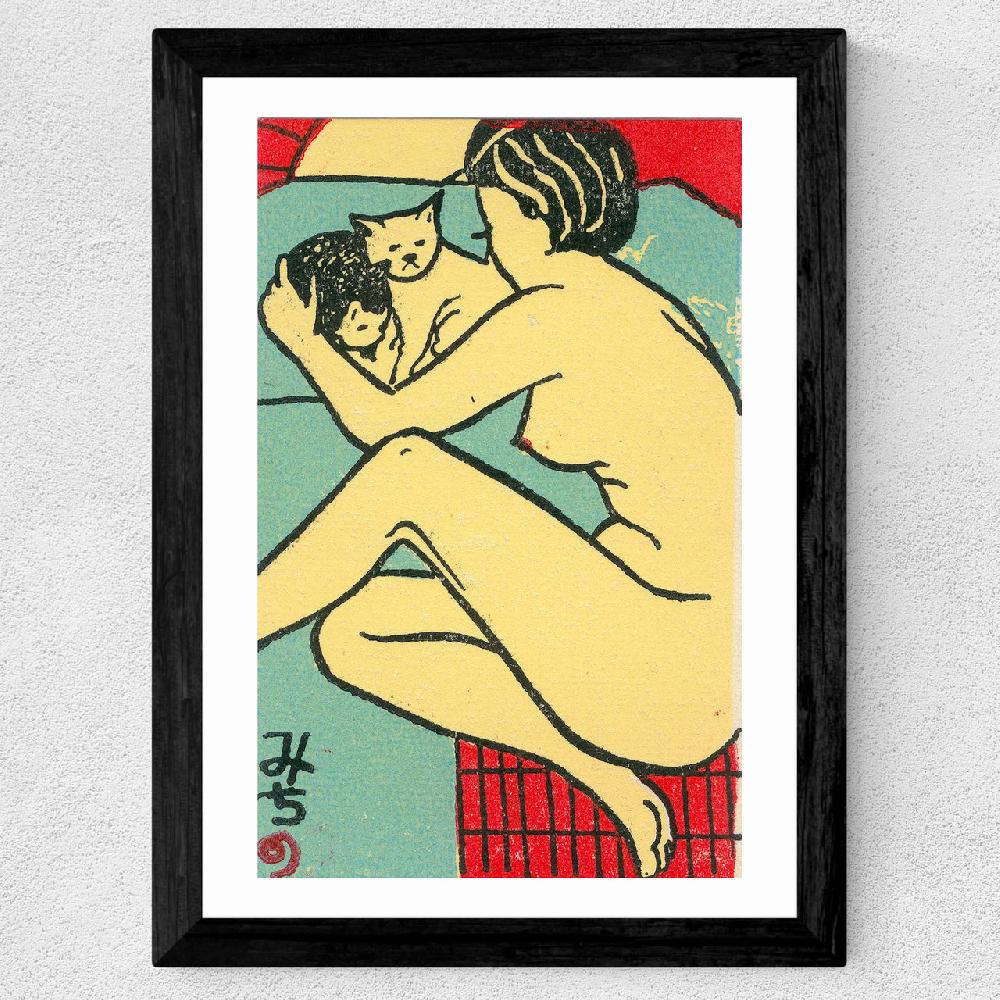 East End Prints Geisha With Cats Matchbox