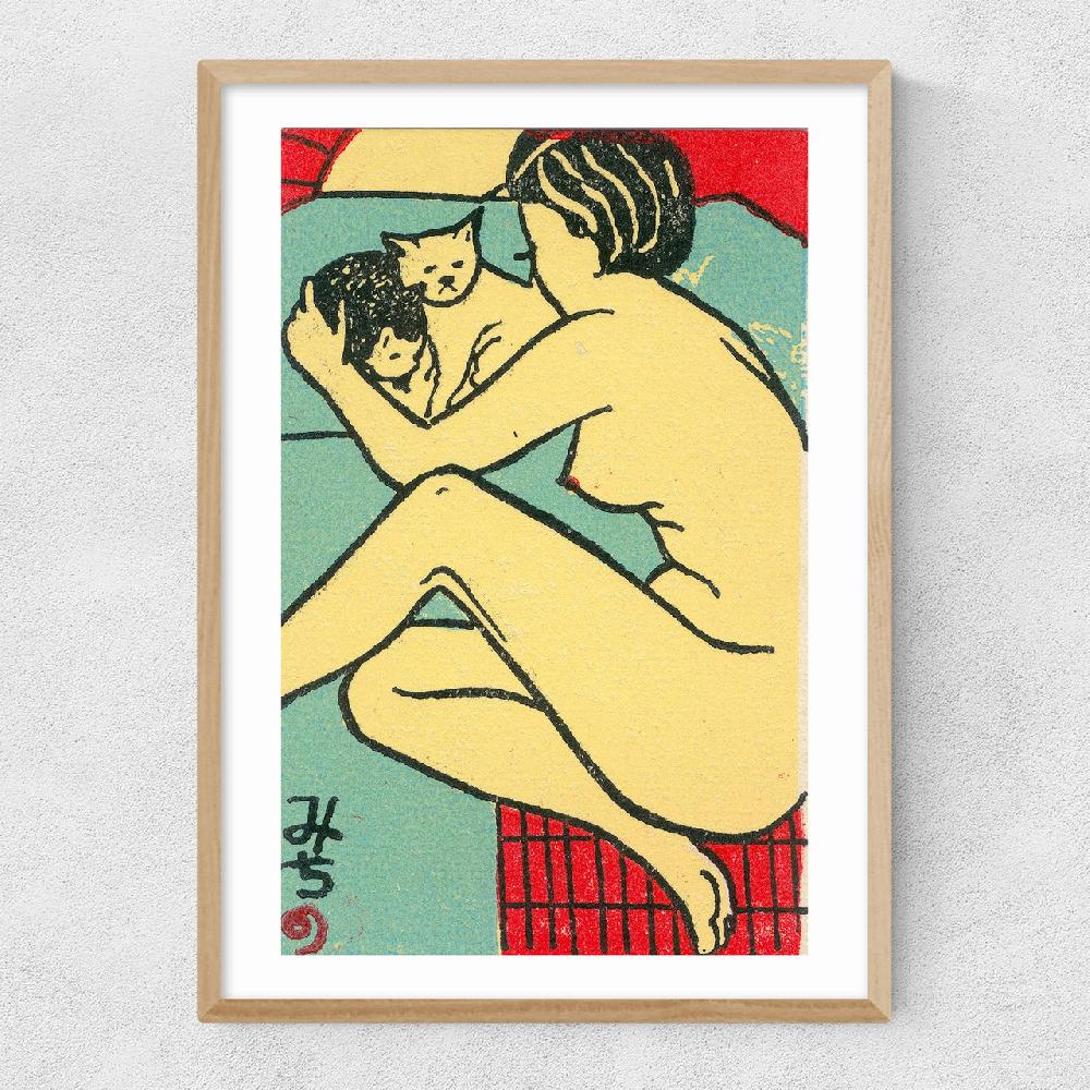 East End Prints Geisha With Cats Matchbox