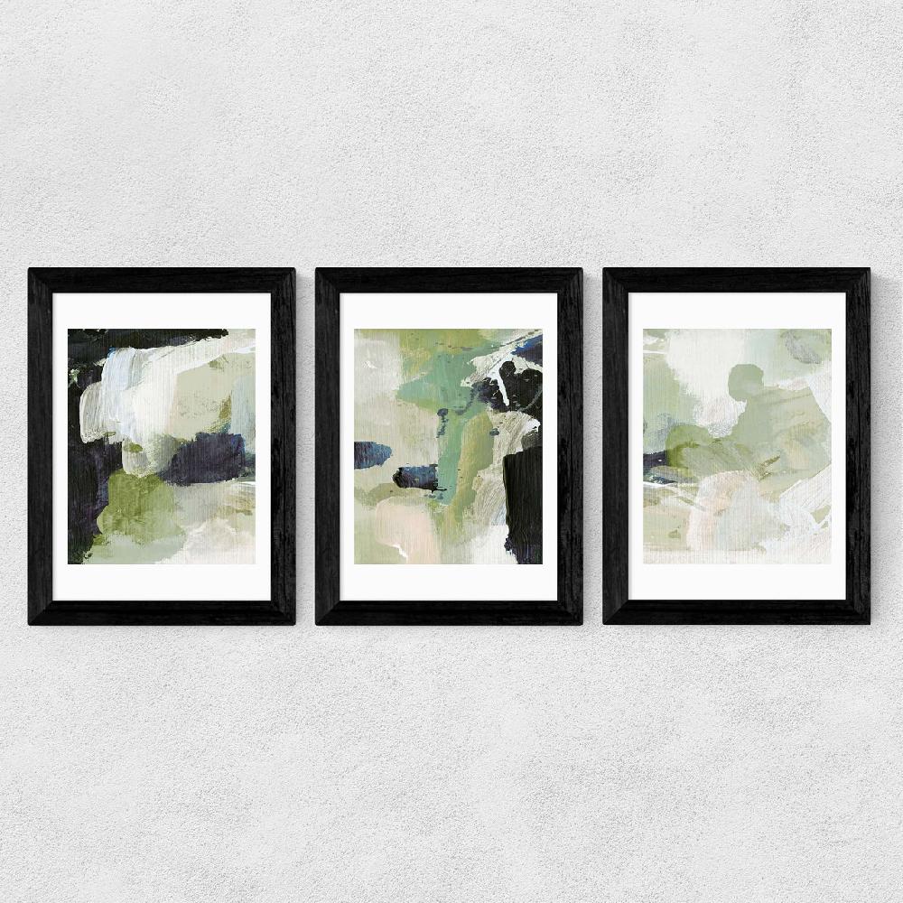 East End Prints Green Abstract Triptych