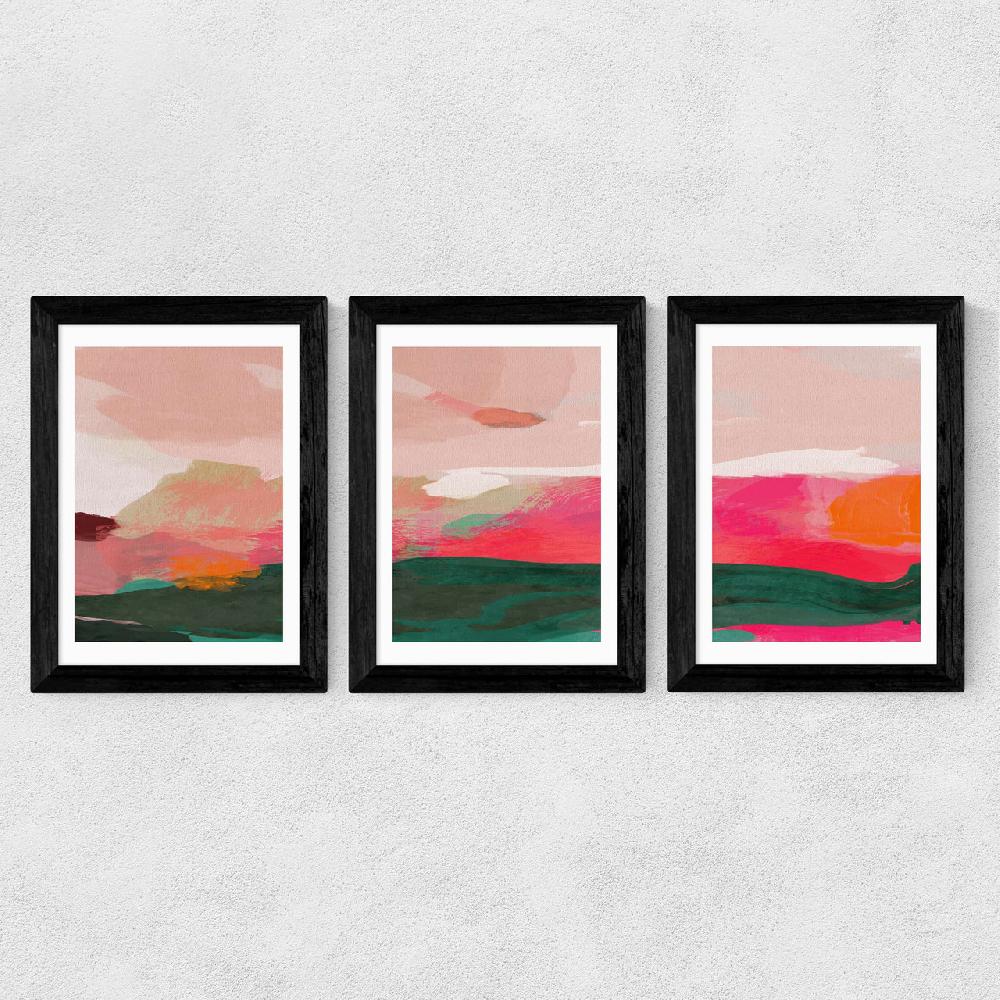 East End Prints Green And Pink Abstract Triptych