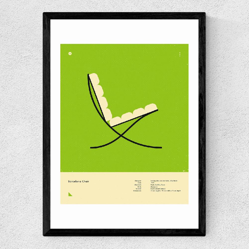 East End Prints Green Barcelona Chair