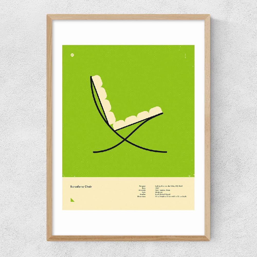 East End Prints Green Barcelona Chair