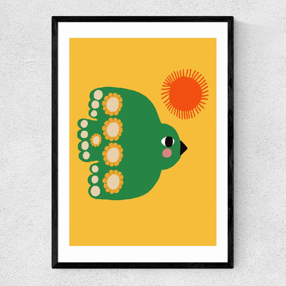 east end prints Green Flying Bird