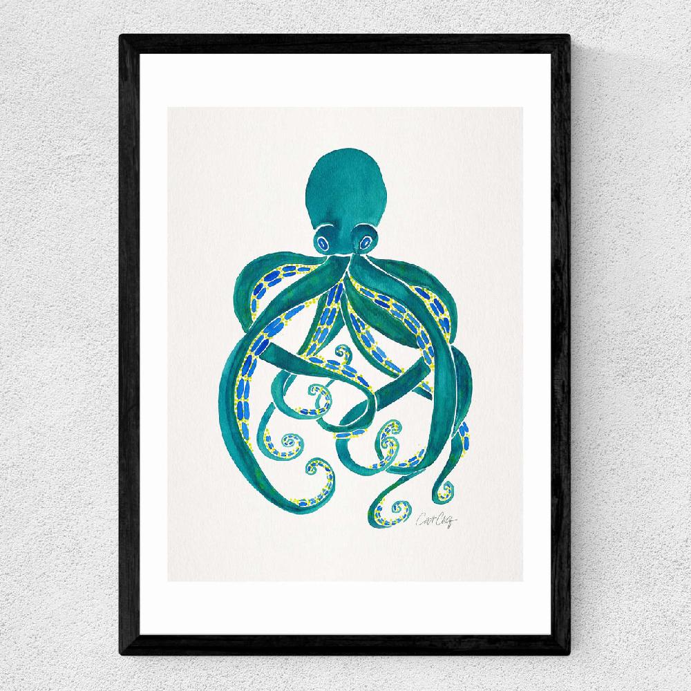 East End Prints Green Octopus