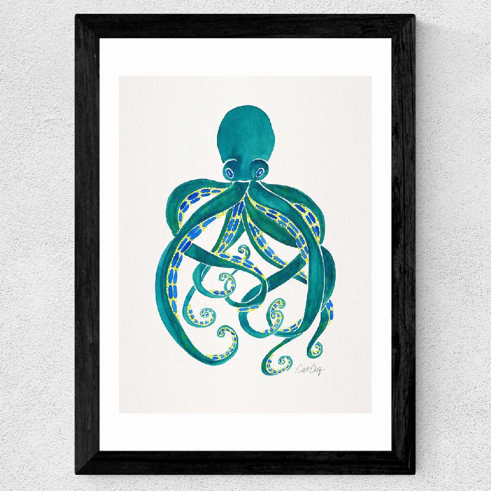 East End Prints Green Octopus