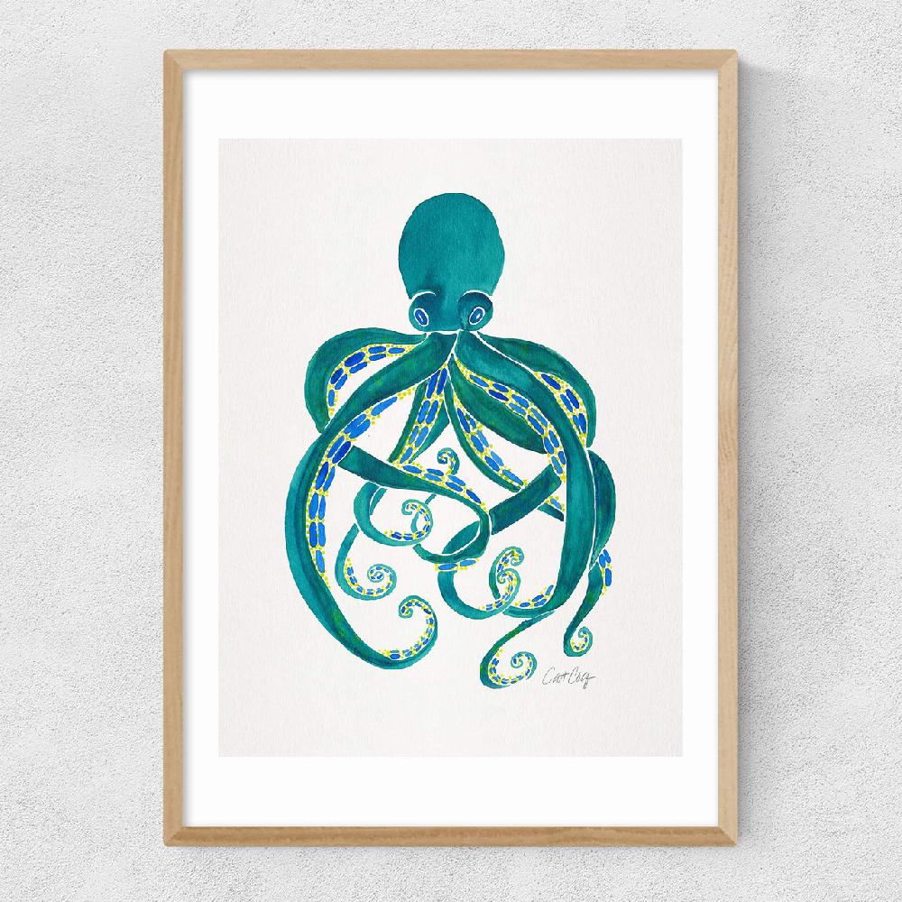 East End Prints Green Octopus