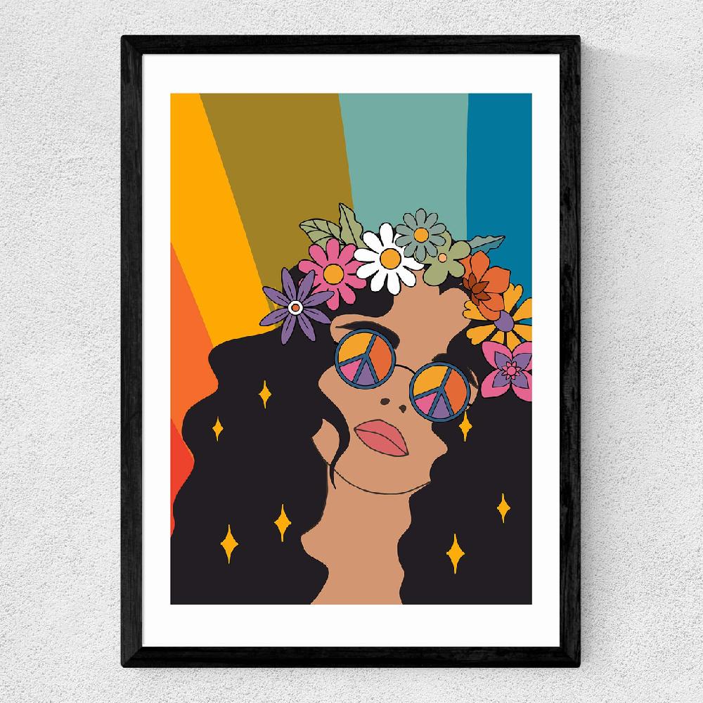 East End Prints Groovy Hippie Girl