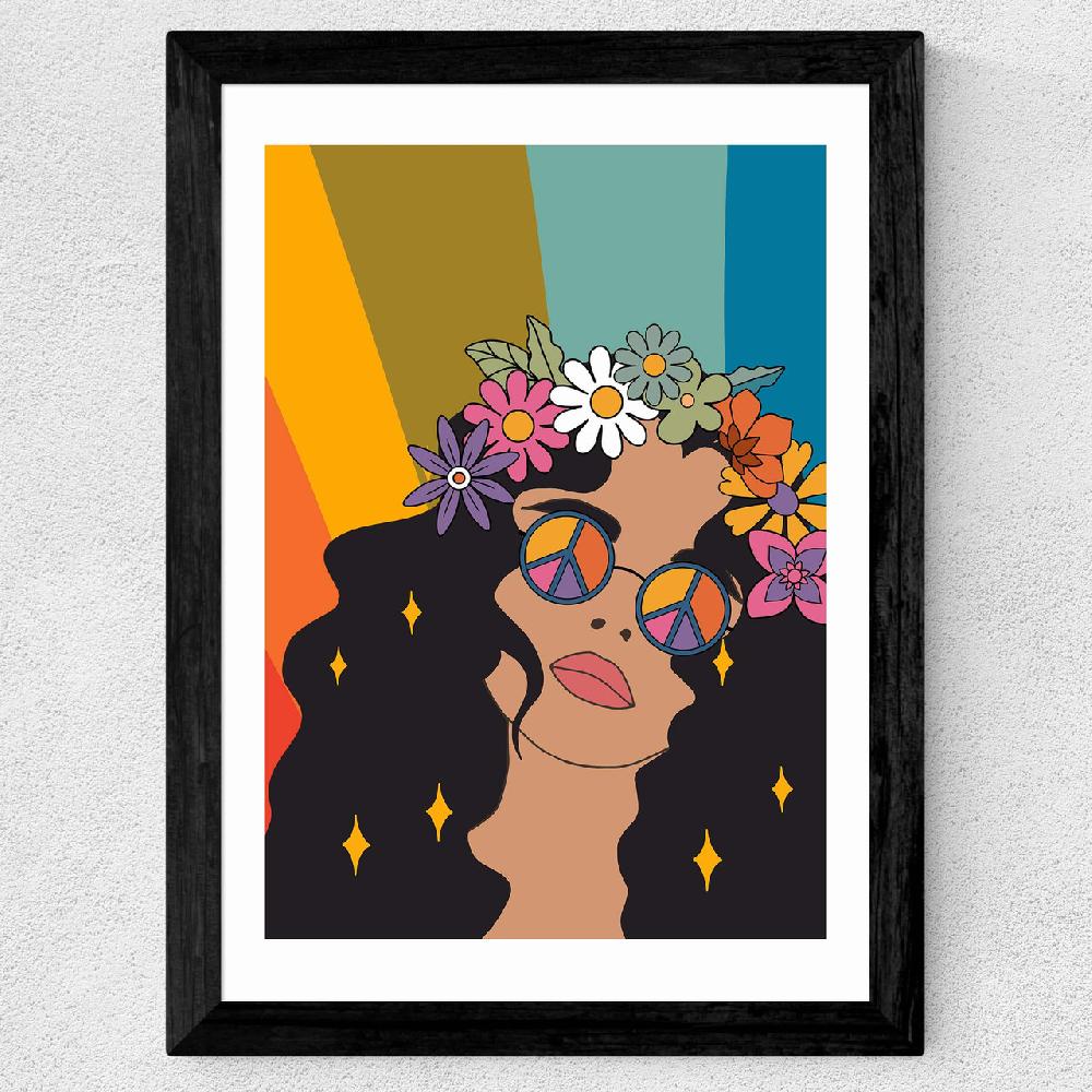 East End Prints Groovy Hippie Girl