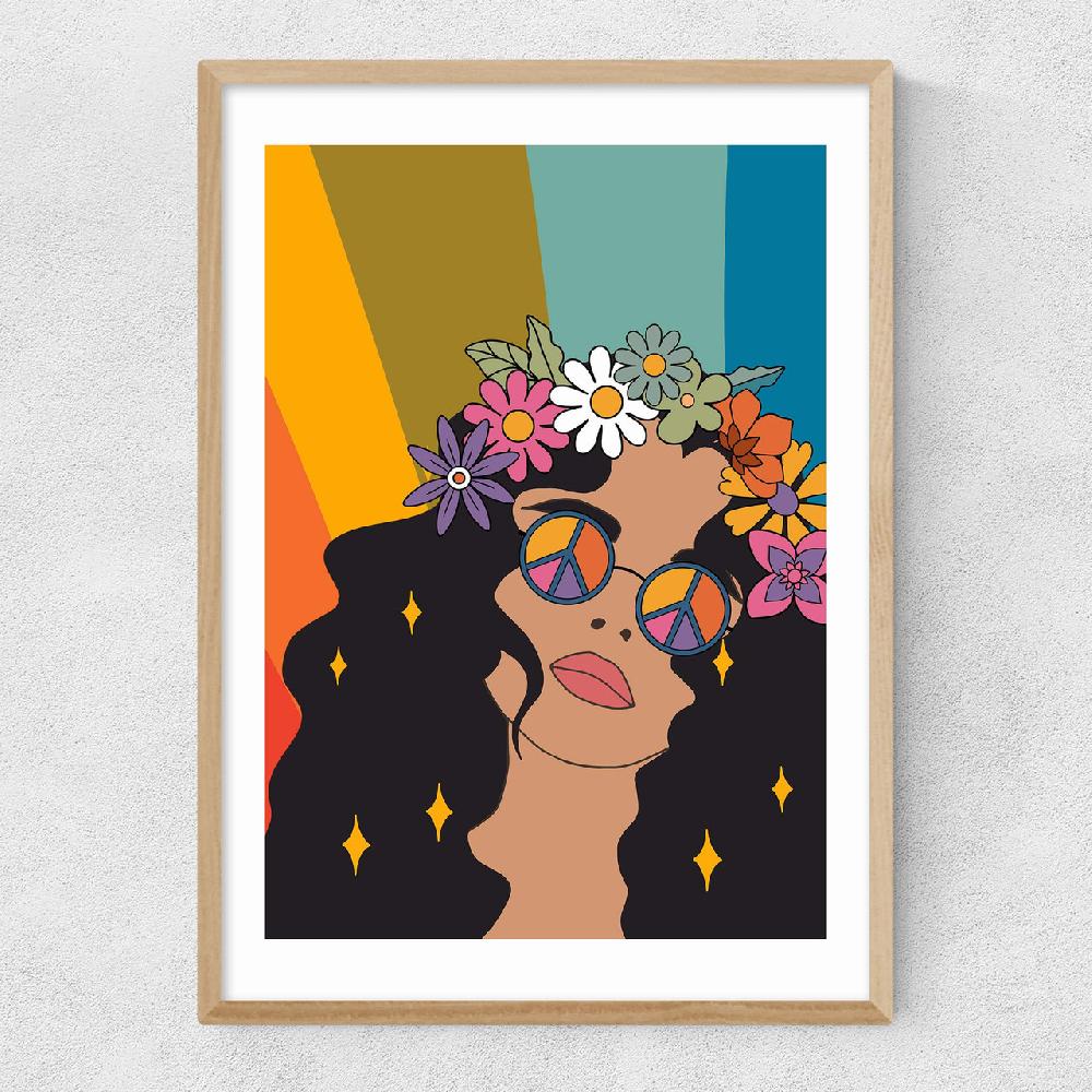 East End Prints Groovy Hippie Girl