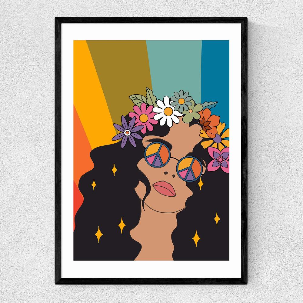 east end prints Groovy Hippie Girl