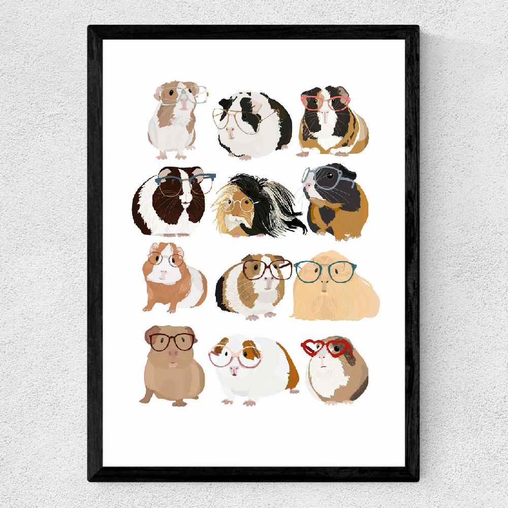East End Prints Guinea Pigs Wearing Glasses