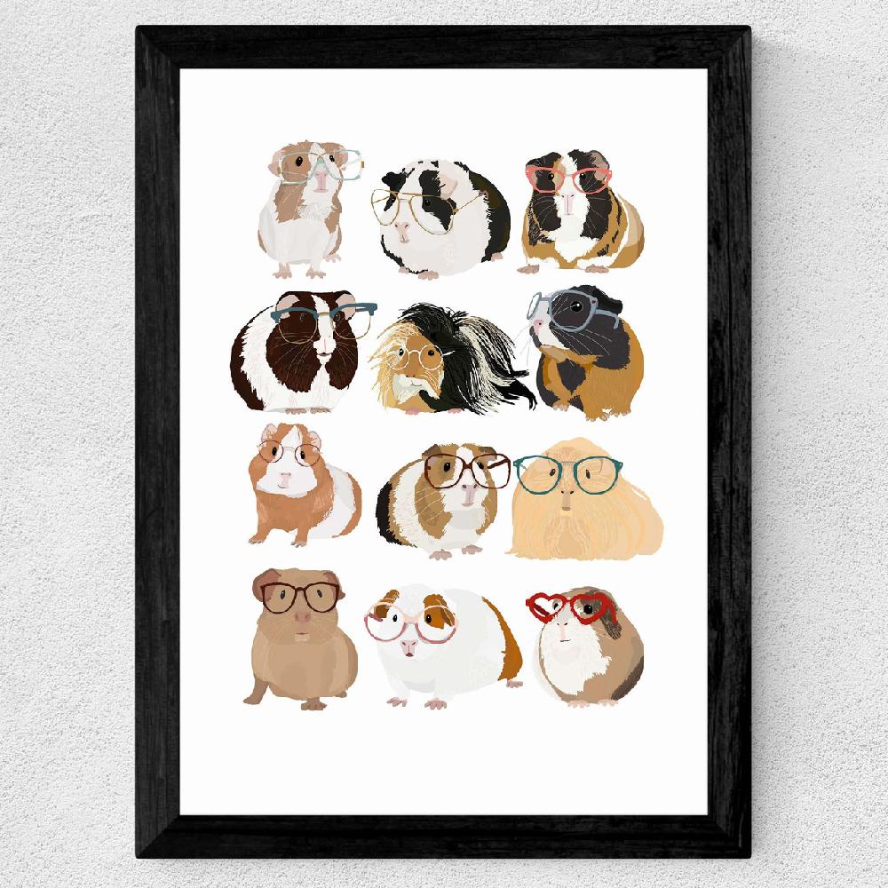 East End Prints Guinea Pigs Wearing Glasses