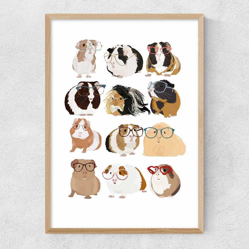 East End Prints Guinea Pigs Wearing Glasses