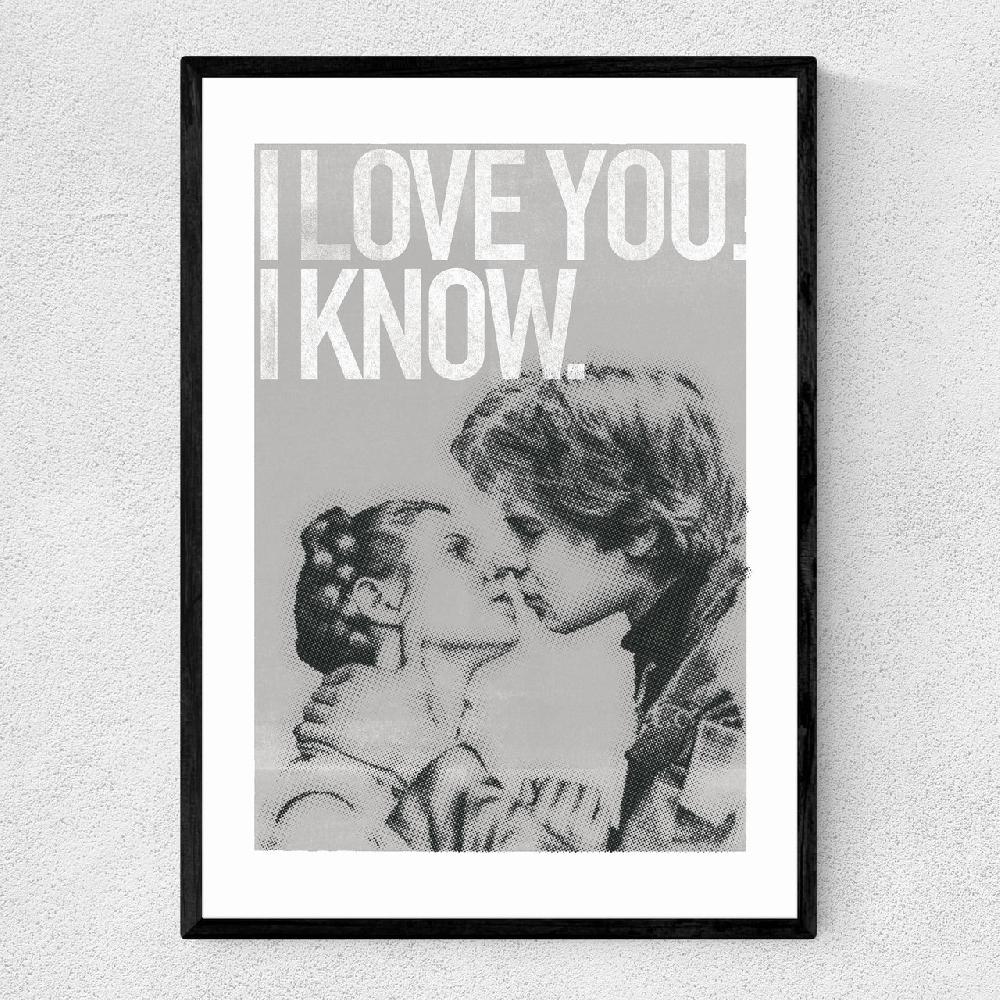 east end prints Han and Leia Kiss Black and White