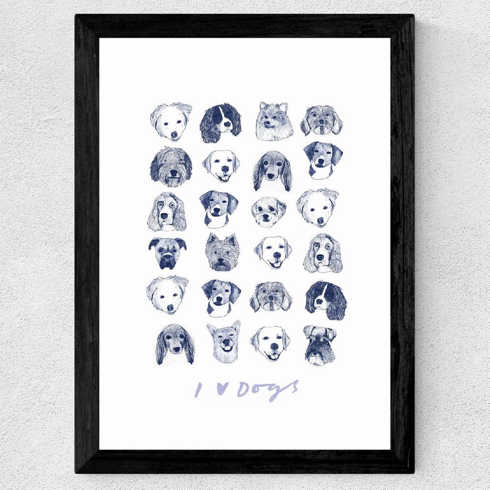 East End Prints I Love Dogs