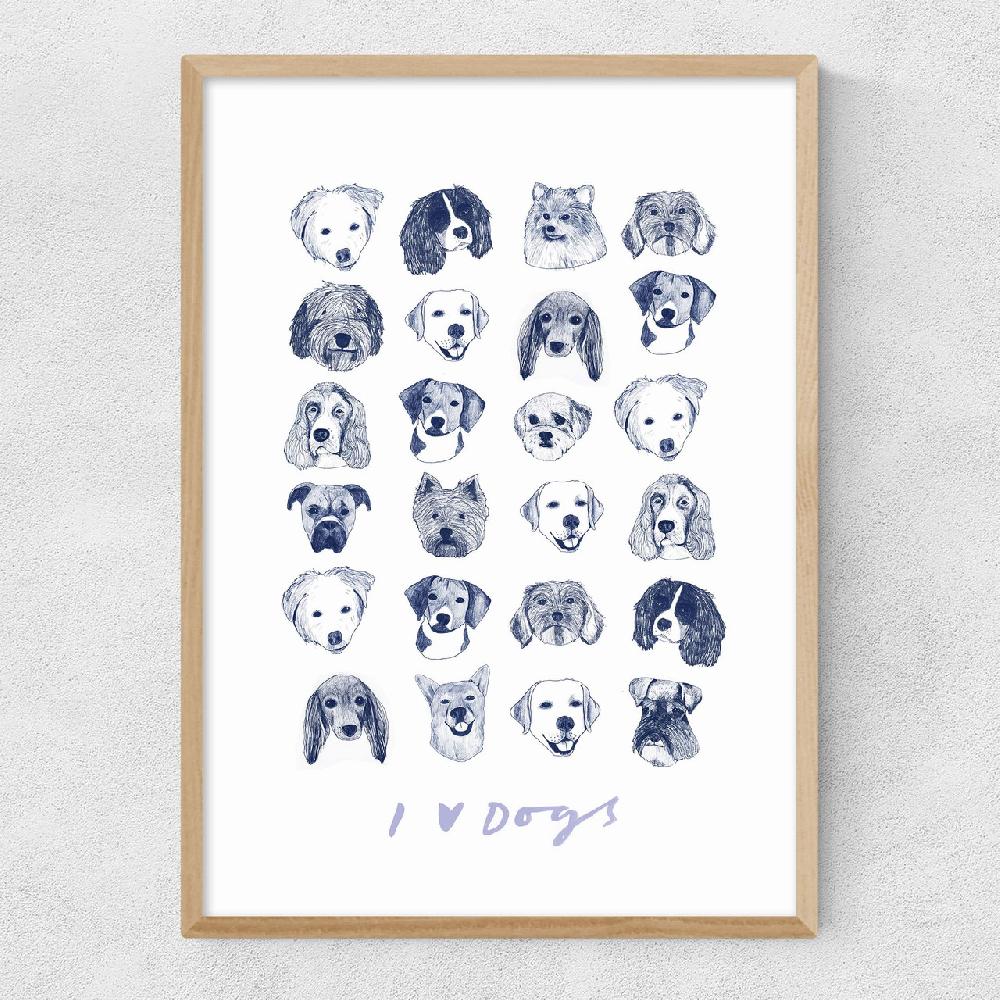 East End Prints I Love Dogs