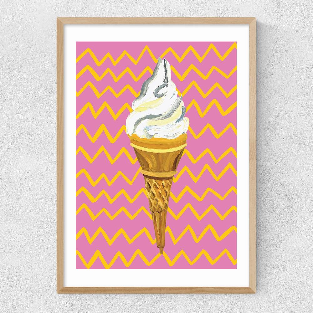 East End Prints Ice Cream Pink Zigzag