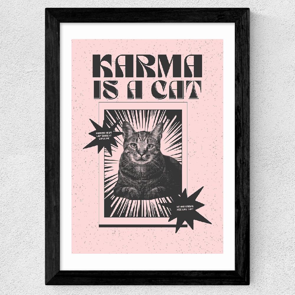 East End Prints Karma Is A Cat (Pink)