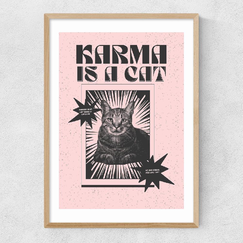 East End Prints Karma Is A Cat (Pink)