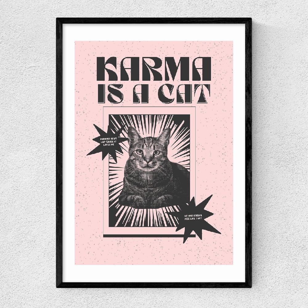 east end prints Karma Is A Cat (Pink)