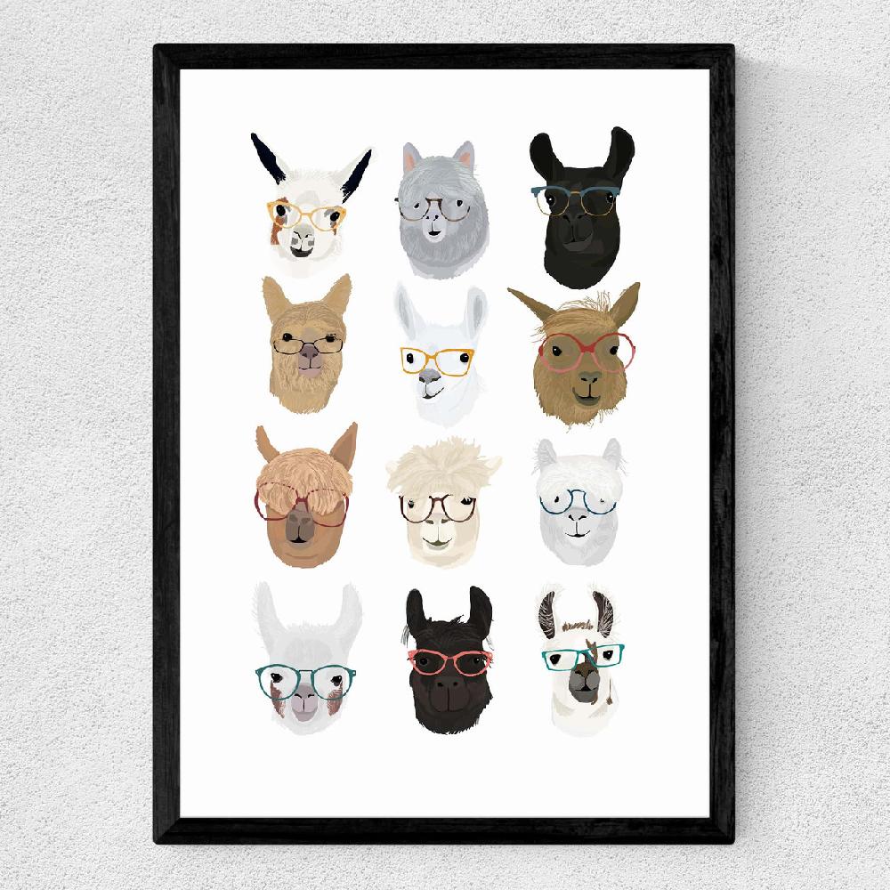 East End Prints Lamas In Glasses