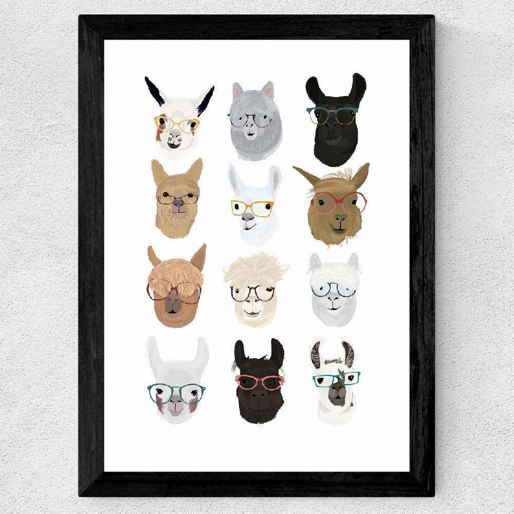 East End Prints Lamas In Glasses
