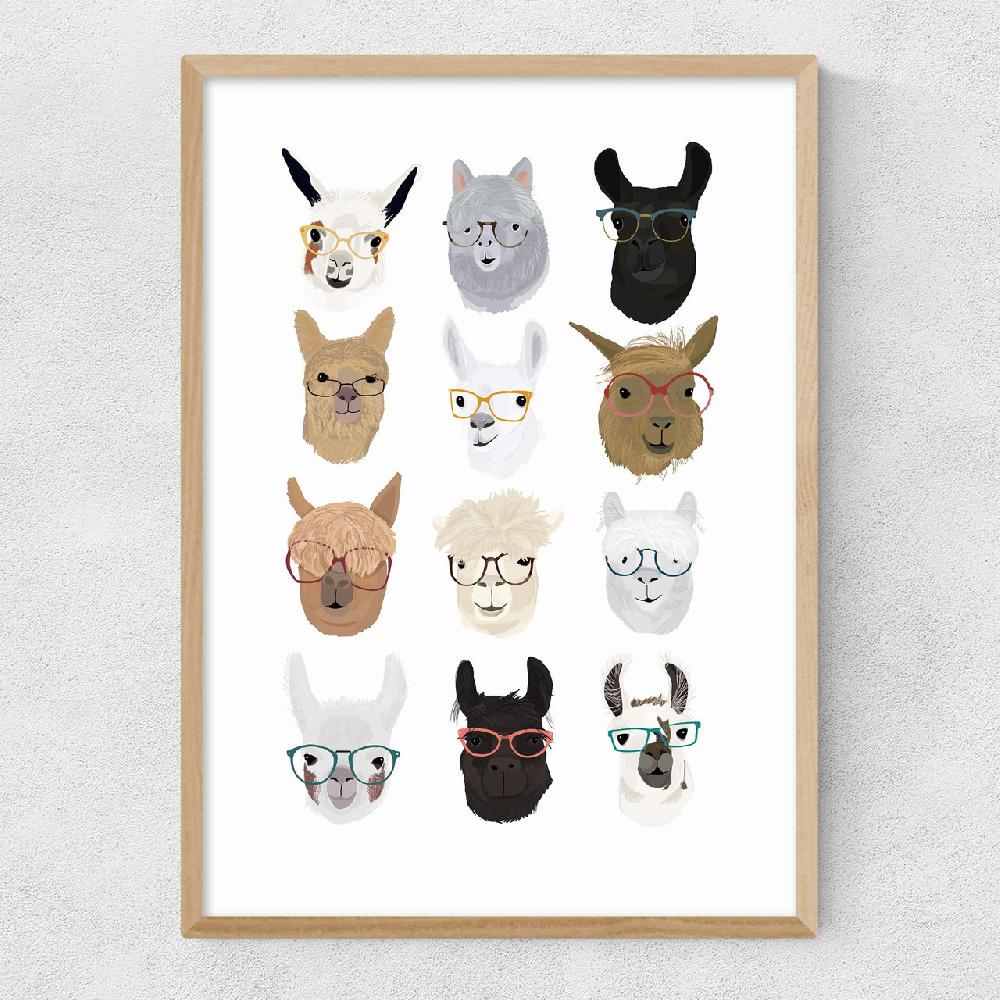 East End Prints Lamas In Glasses