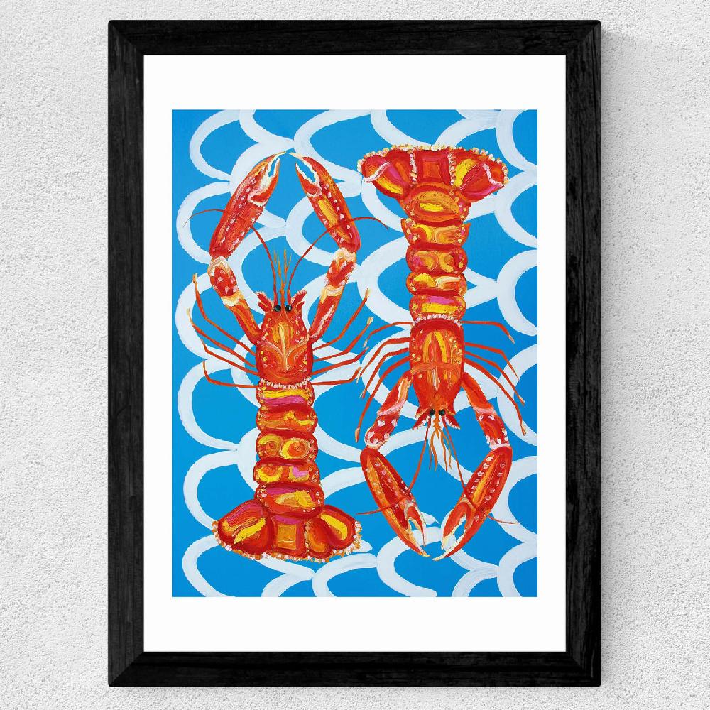East End Prints Langoustines On Blue Wavey