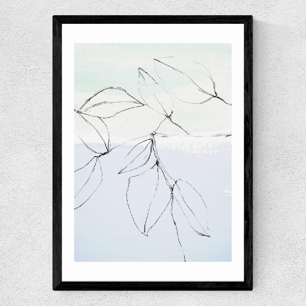 East End Prints Leaves On Pastel Blue & Mint