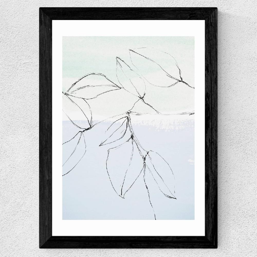 East End Prints Leaves On Pastel Blue & Mint