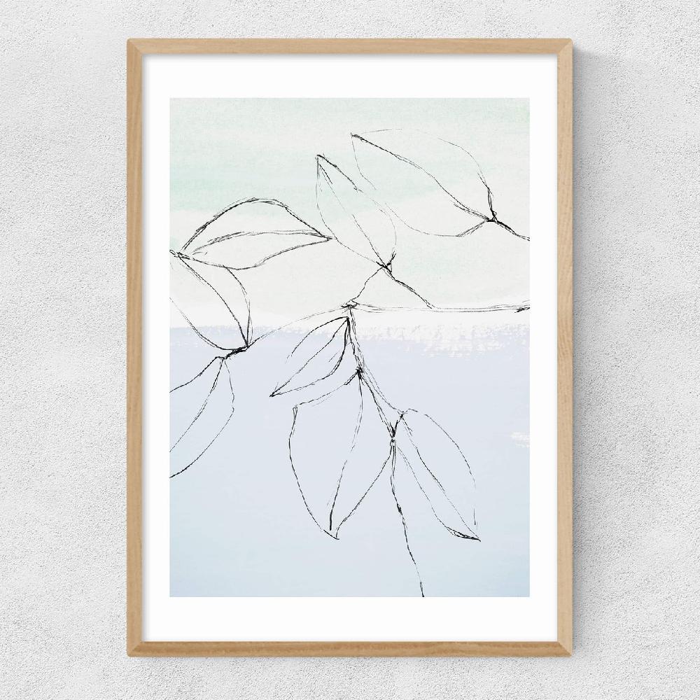 East End Prints Leaves On Pastel Blue & Mint