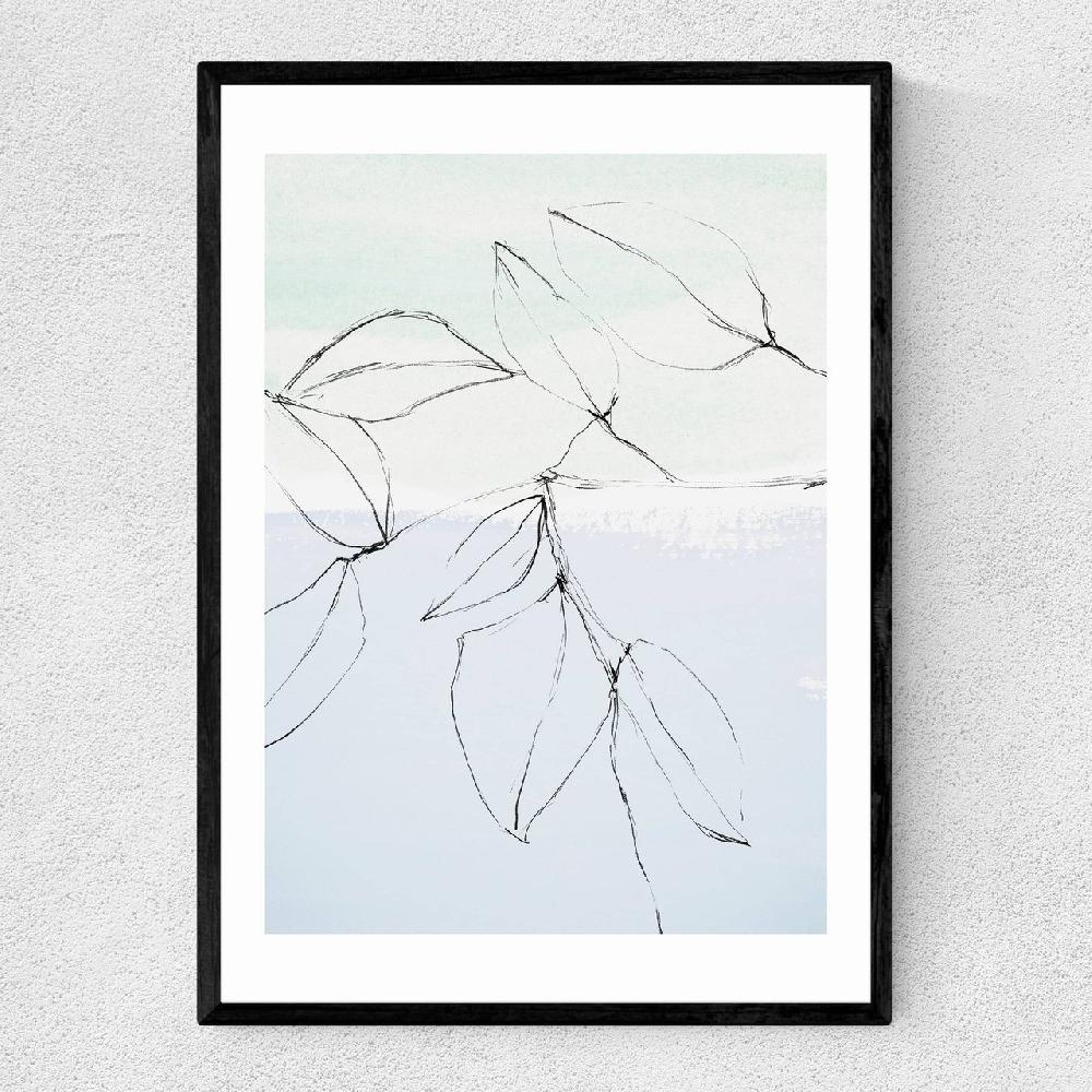 east end prints Leaves On Pastel Blue & Mint