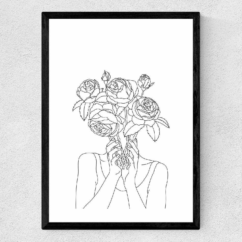 East End Prints Line Art Flower Head