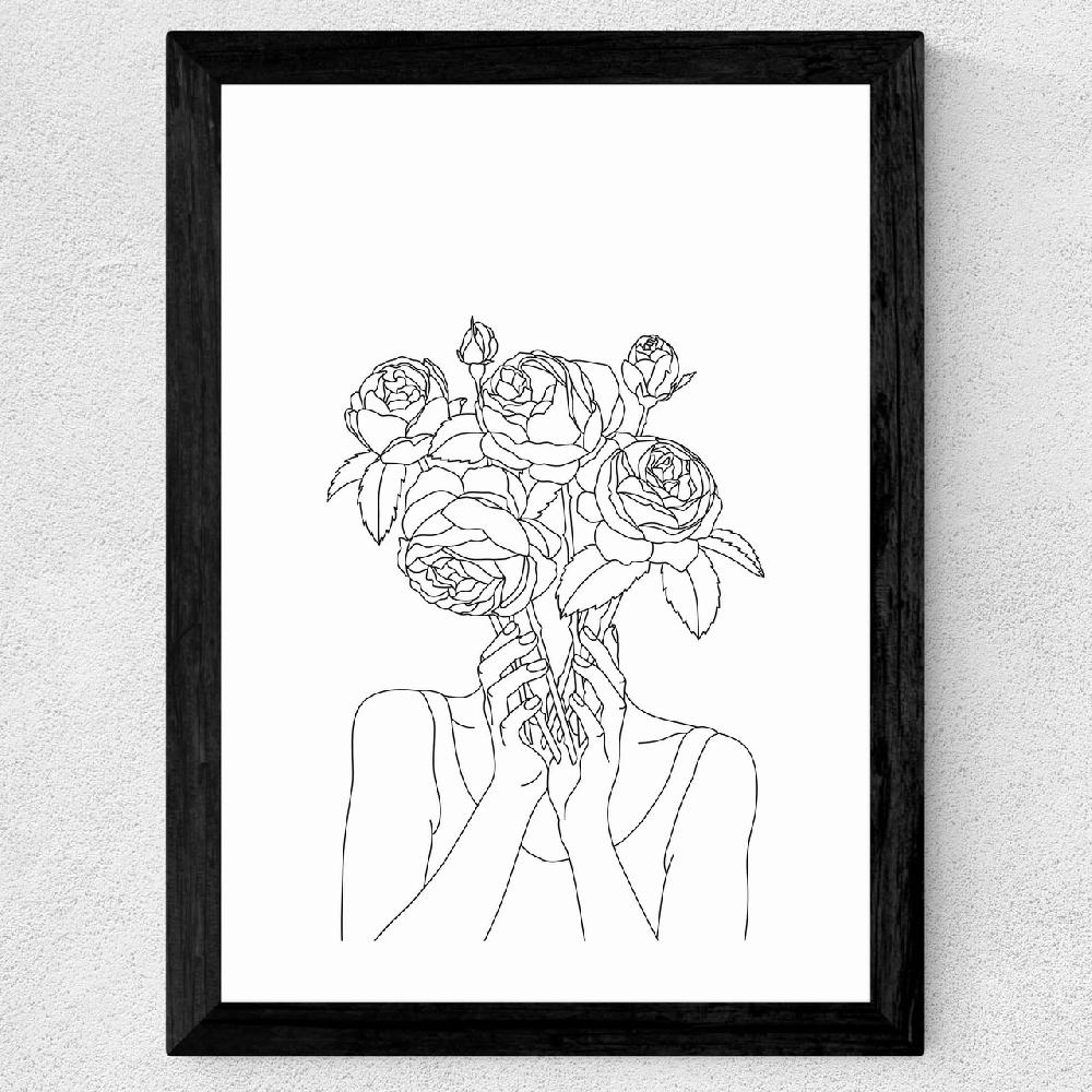 East End Prints Line Art Flower Head