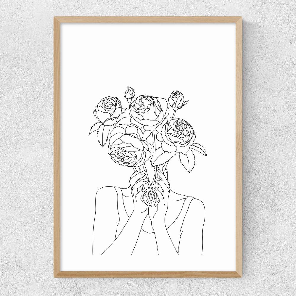 East End Prints Line Art Flower Head
