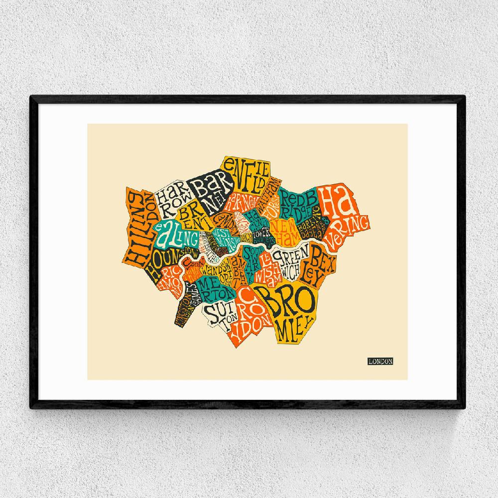 east end prints London Boroughs by Jazzberry Blue