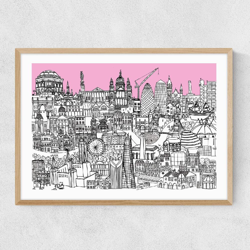 East End Prints London Jungle Art Print (Pink)