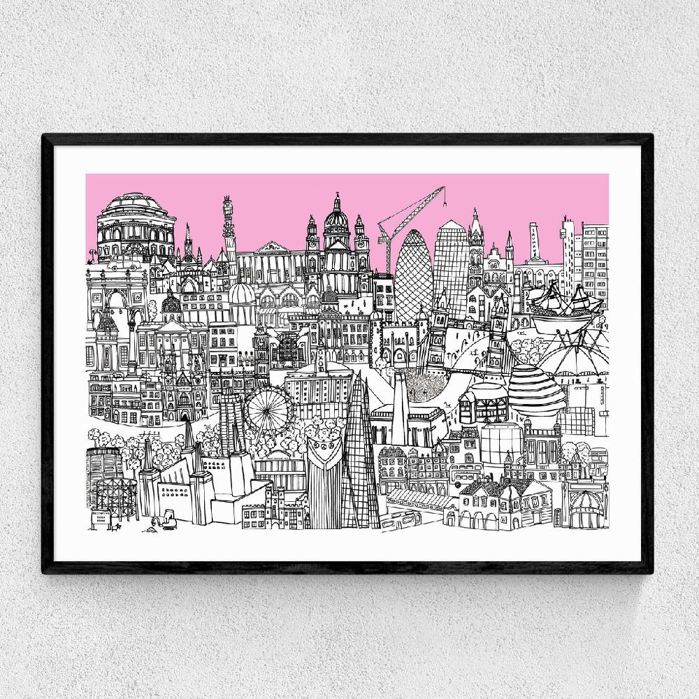east end prints London Jungle Art Print (Pink)