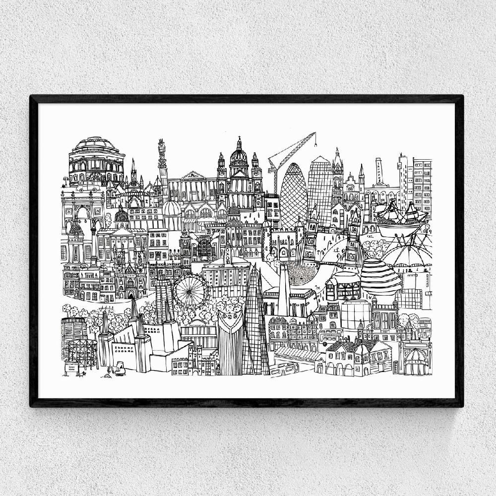 east end prints London Jungle Black and White