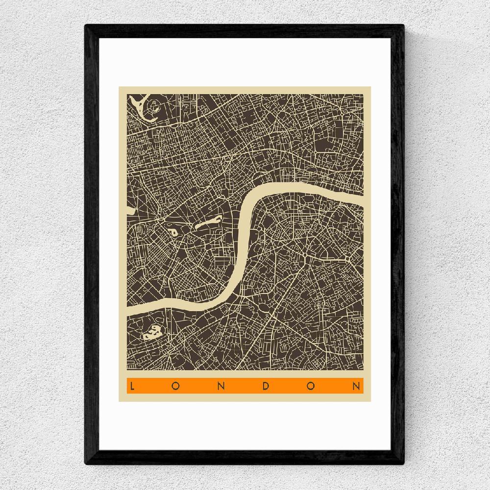 East End Prints London Map B/w By Jazzberry Blue
