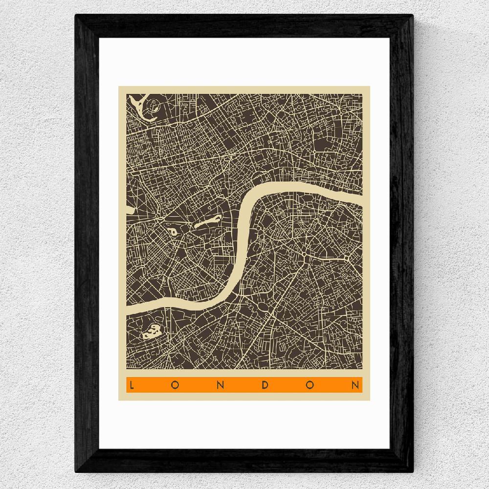 East End Prints London Map B/w By Jazzberry Blue