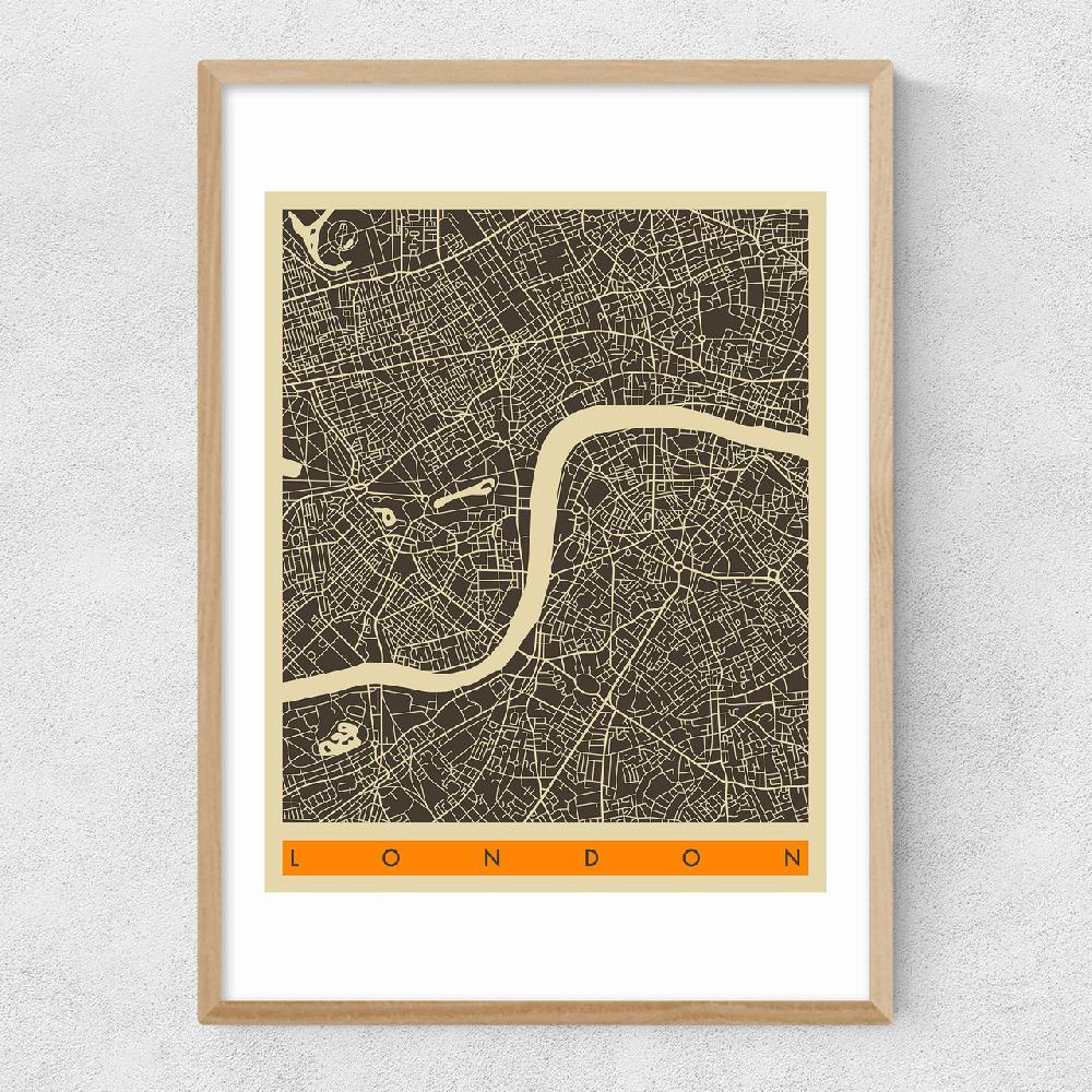 East End Prints London Map B/w By Jazzberry Blue