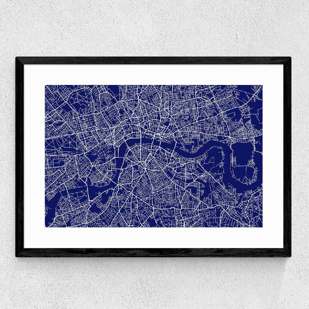 East End Prints London Map Navy