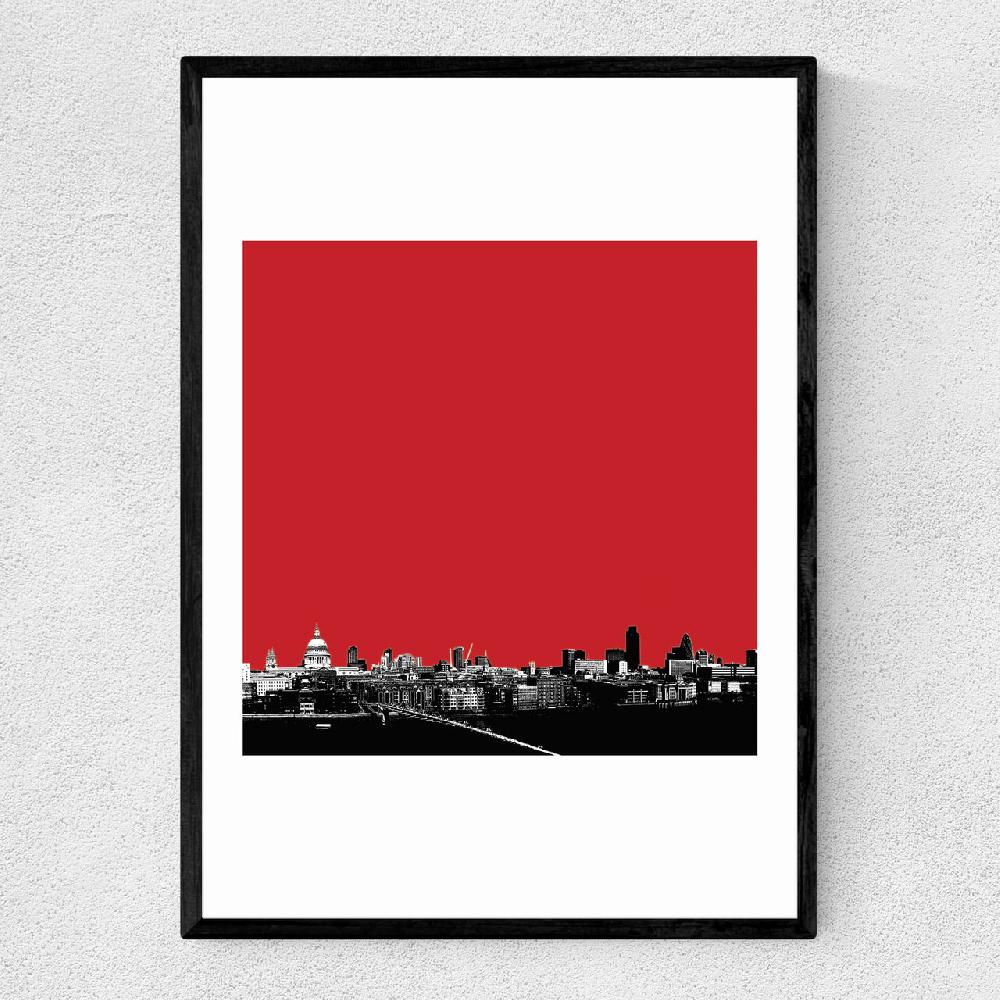east end prints London Skyline (Red)