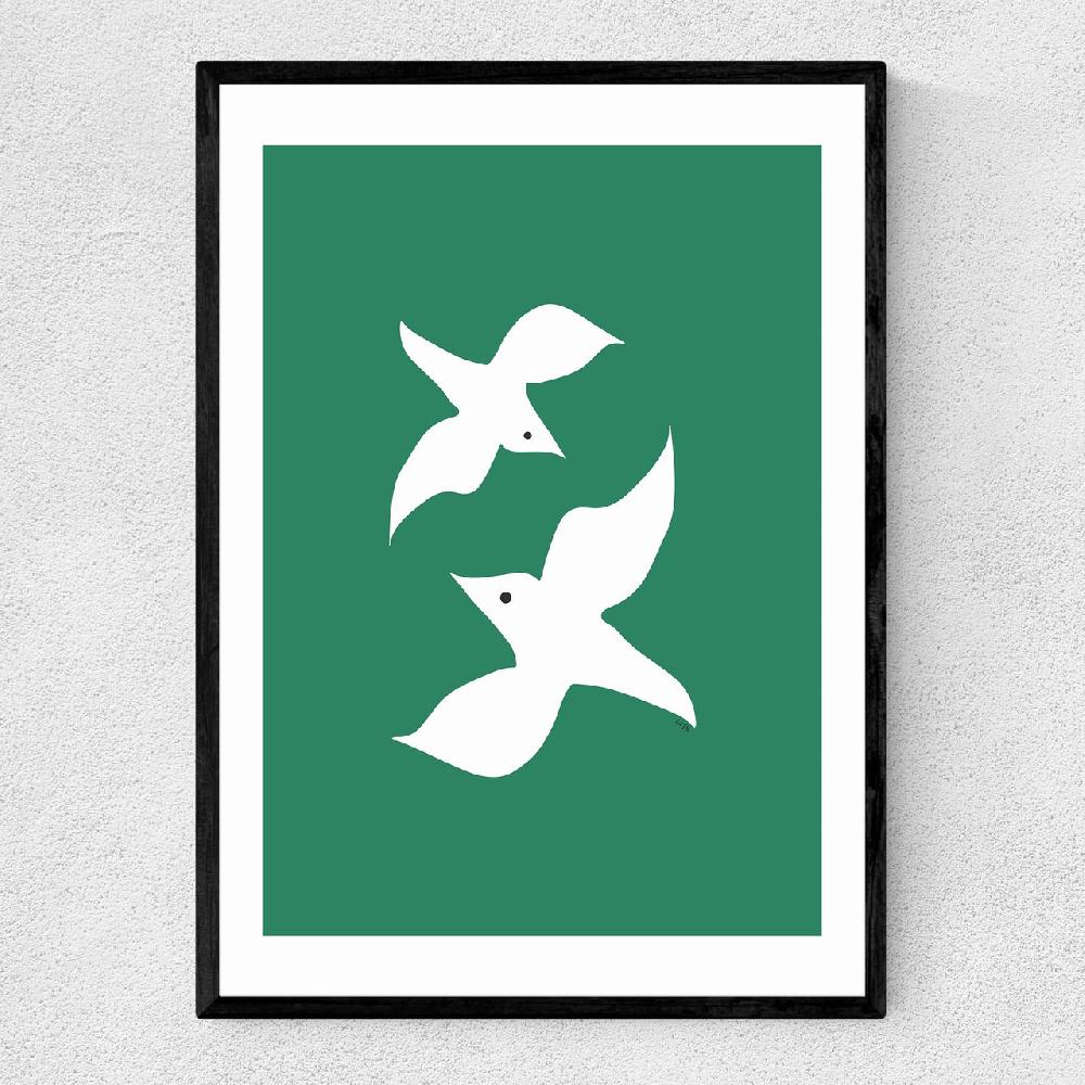 east end prints Love Birds In Green