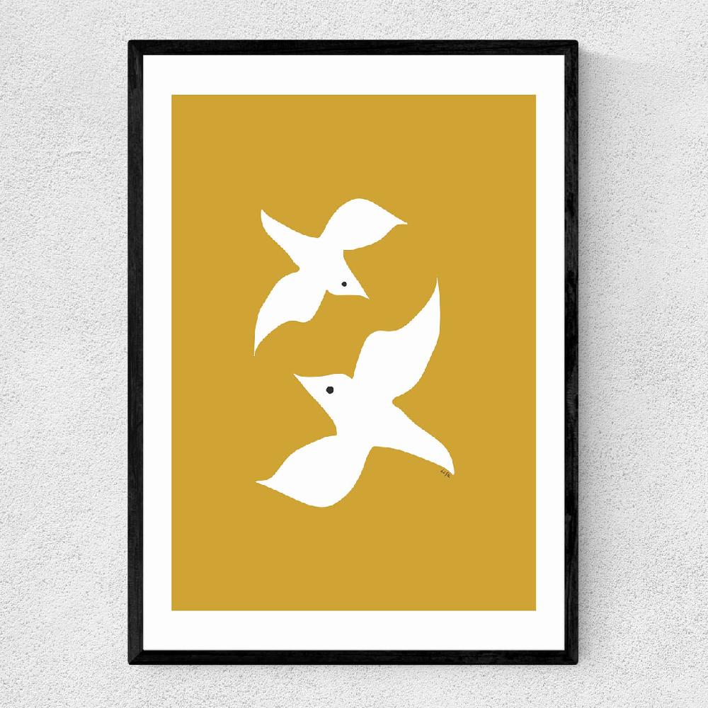 east end prints Love Birds In Mustard