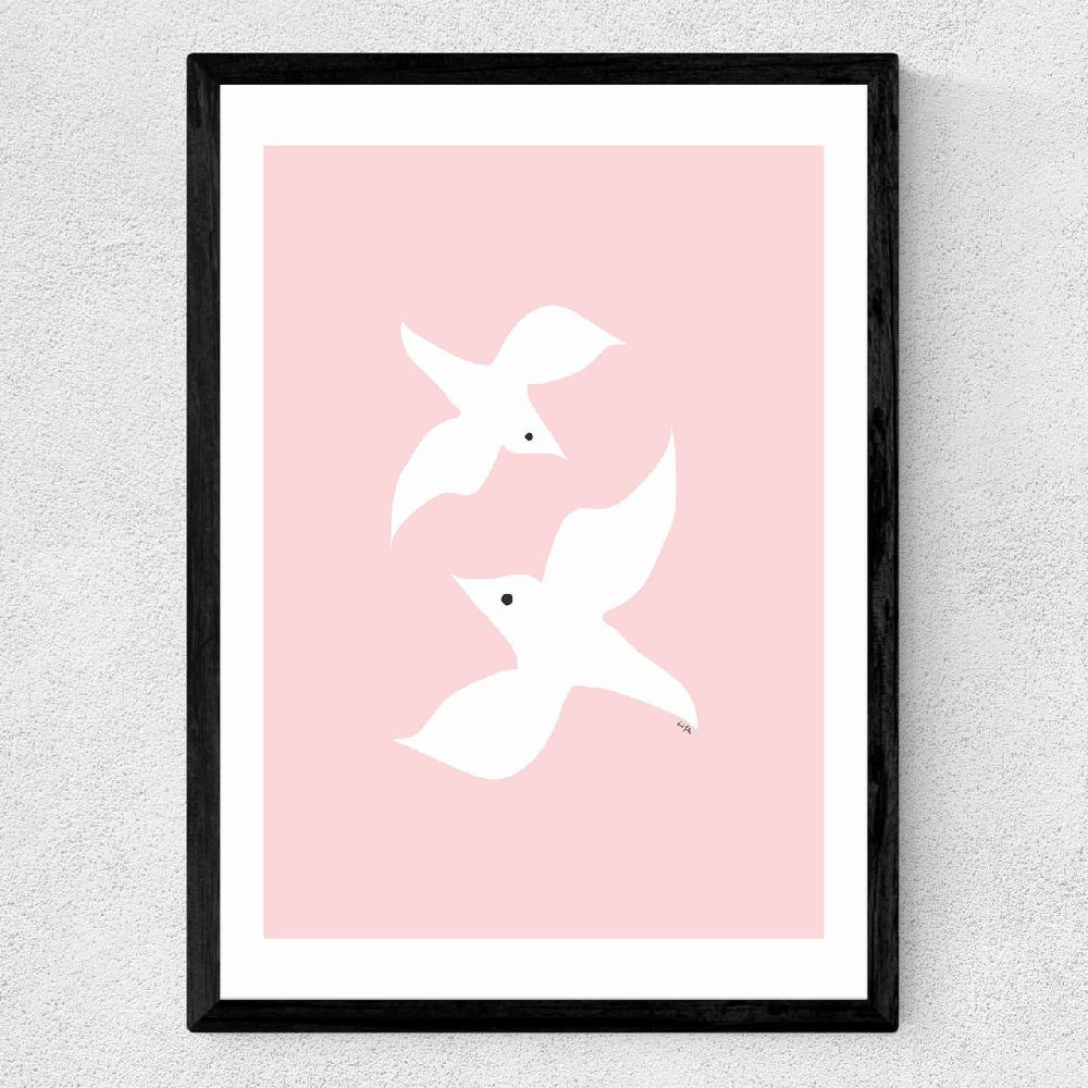 East End Prints Love Birds In Pink