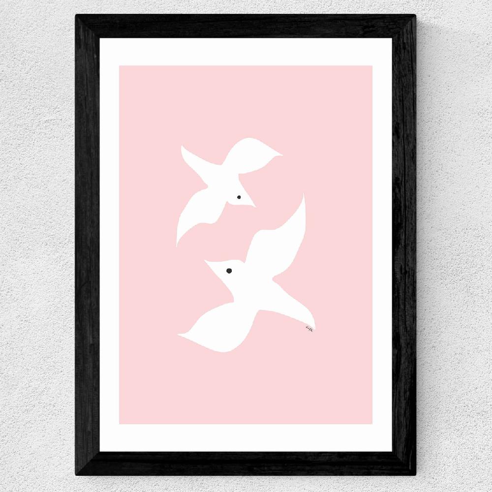 East End Prints Love Birds In Pink